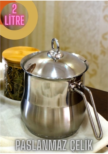 Yunusoğlu Home Paslanmaz Çelik 2.00 Litre Sütlük Sosluk 2 Parça K Gümüş
