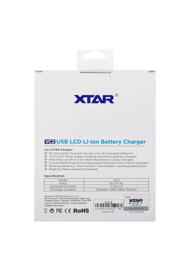 Xtar Vc2 Taşınabilir Lcd Ekranlı Li-ion Pil Şarj Cihazı