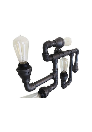5'lı Borulardan Duvar Lambası Hediyelik Duvar Apliği Vintage Siyah