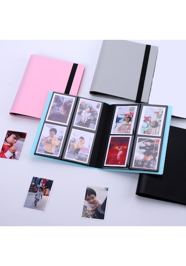 3 İnç Elastik Düz Renkli Fotoğraf Albümü Büyük Kapasiteli Fotoğraf Yıldızı Kartı Depolama Kitabı, Dahili Kağıt Sayfa Sayısı: 3 İnç 288 Buz Mavisi