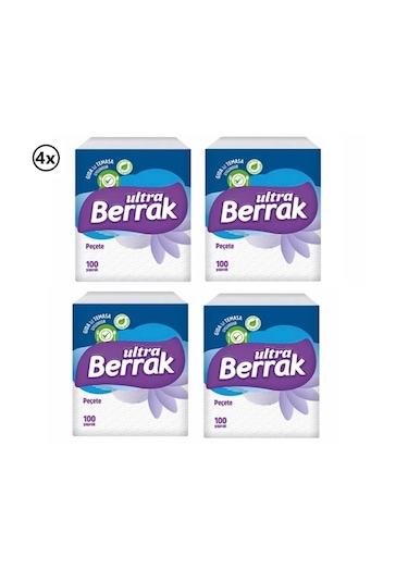 Berrak Kare Peçete 100'lü X 4 Adet
