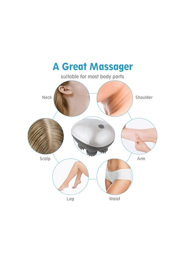 Springsun Elektrikli Baş Masaj Aletleri Kablosuz Saç Derisi Masaj Aleti Yoğurma 6 Masaj Düğümü Derin Temiz Saç Büyümesi İçin El Tipi Kaşıyıcı Baş Rahatlatıcı Saç Derisi Masaj Aletleri Beyaz - Gri
