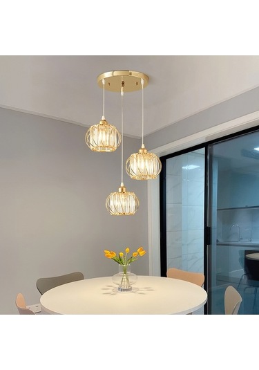 Opulentliving Kahve Dükkanı Restoran Vitrin İçin Modern Demir Kanca Figürlü Avize - Altın Altın