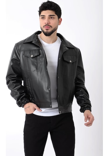 Stilkombin Kolu Lastikli Çıtçıtlı Suni Deri Mont Str 5021-50311 001