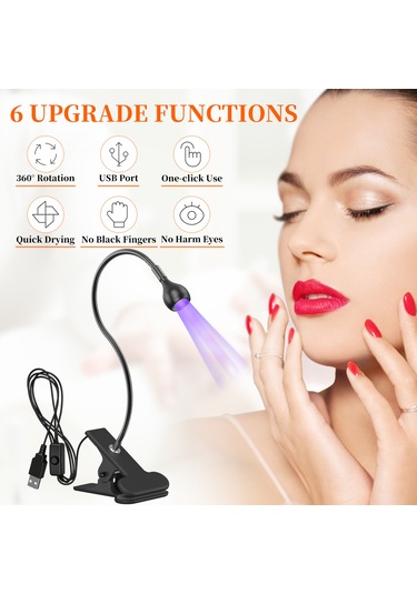 Suofeng "usb Şarjlı 3w Uv Tırnak Kurutma Lambası - Kitap Klipsli & Kontrol Düğmeli" Siyah