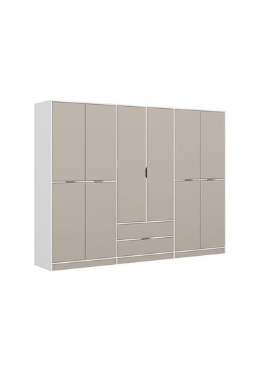 Elina 6 Kapaklı Dolap - Beyaz/kumtaşı Çok Renkli