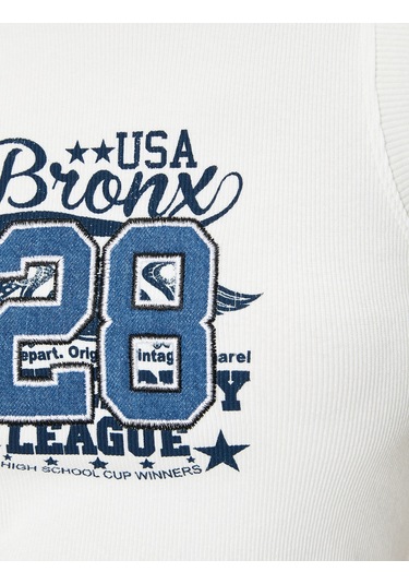 Koton Baskılı Atlet Bisiklet Yaka Pamuklu Ekru 4sal30004ık Ekru