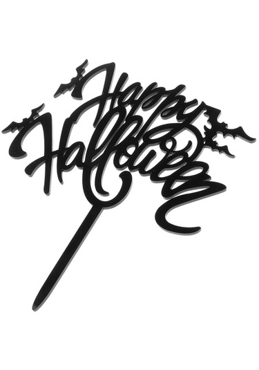 Homyl Akrilik Mutlu Cadılar Bayramı Yarasa Kek Toppers Partisi Siyah