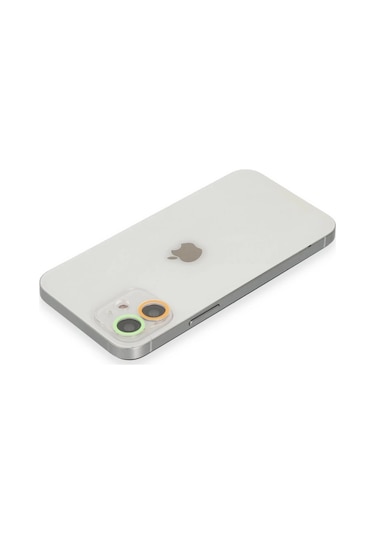 Apple Uyumlu,  iPhone 11 Renkli Kamera Lens Koruma Cam - Turuncu-yeşil