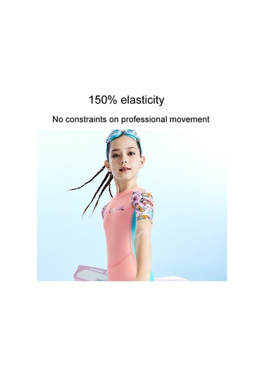 Dıve & Saıl Çocuk Kısa Kollu Güneş Koruyucu Çabuk Kuruyan Mayo Açık Plaj Şnorkel Bodysuit Pembe