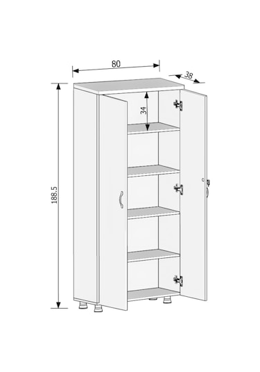 Modüler Dünyası Tam Kapak Kitaplık Dosya Dolabı Akça - 80X38X188 Akçaağaç