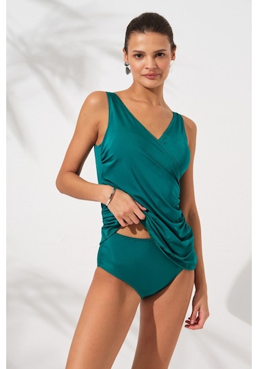 Pierre Cardin Kruvaze Formlu Tankini Takım Yeşil 231501 Yesıl