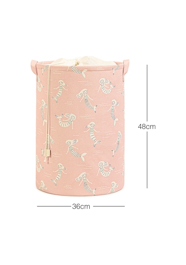 Ocean Home Textile Çocuk Odası Ağzı Büzgülü Deniz Kızı Oyuncak Sepeti 36 x 48 cm