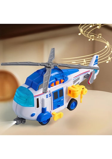 Sesli Ve Işıklı Kurtarma Helikopteri - Pervaneli Eğitici Oyuncak Helikopter 21 Cm