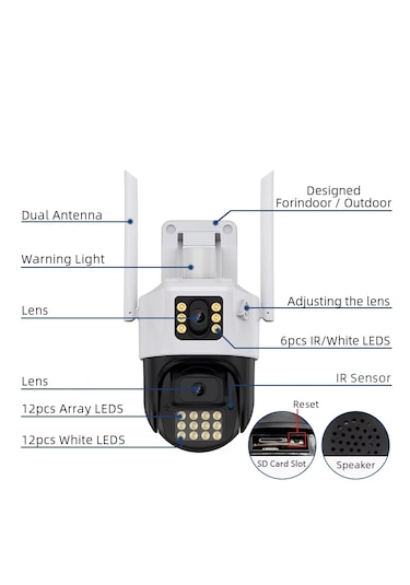 Icsee 223 6mp Dual Lens 355 Görüş Hareketli Gece Görüş Sesli