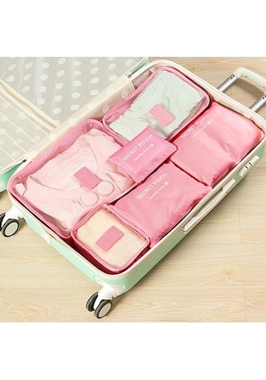 Novahub Pembe Seyahat Su Geçirmez Naylon Fermuar Örgü Saklama Çantası Seti Elbise Çantası Bagaj Organizatör Konteyner Diğer