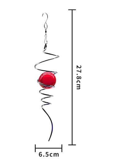 Tenfowee Paslanmaz Çelik Ve Kristal Küreli Dekoratif Rüzgar Çanı Asılı Aksesuar - Kırmızı