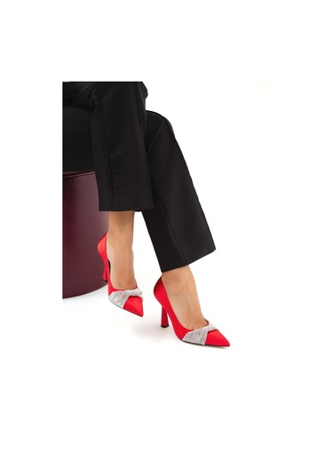 Tamer Tanca Kadın Vegan Kırmızı Stiletto Ayakkabı 675 0715 Bn Ayk Sk22/23 Kırmızı Stn Kırmızı