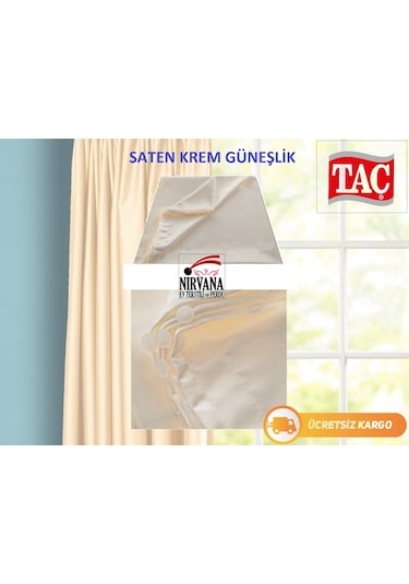 Taç 1.Sınıf Kaliteli Lüx Krem Güneşlik Perde - Her Ölçüde - Krem