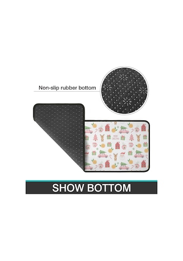 Noel Desenli 2'li Mutfak Matı, Anti-yorgunluk, Yastıklı Ve Kaymaz, Mutfak Ve Ofis İçin Noel Baba Noel Araba