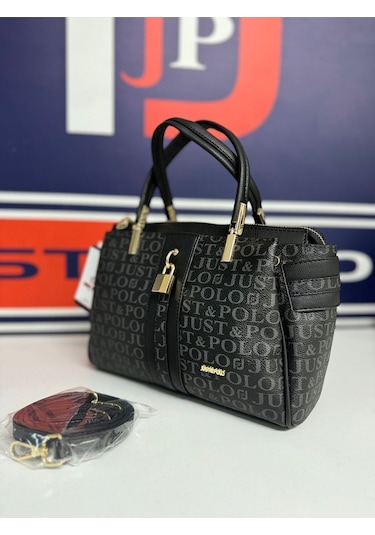 Just Polo Kadın Siyah Monogram El Ve Omuz Çantası Yeni Sezon 2201mh