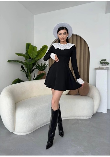Nord Dantel Yaka Kol Elbise Siyah