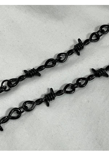 Dükkan Design Dikenli Kalp Ve Zincir Gotik Kolye Siyah