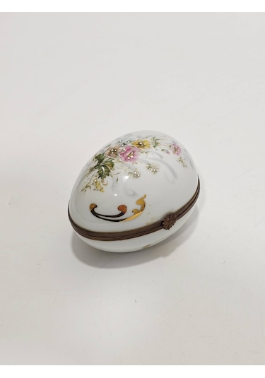 Veritable Limoges Yumurta Formda Porselen Kapaklı Kutu