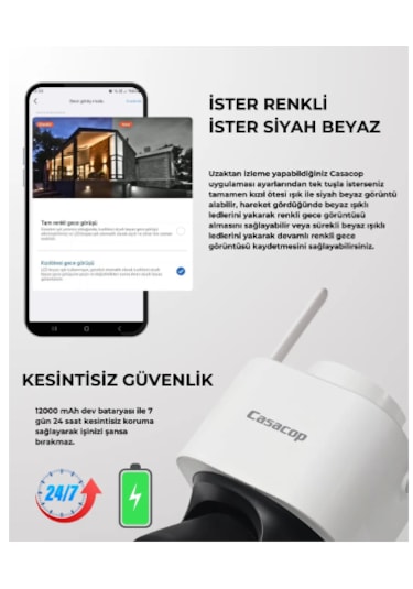 Casacop Q9 4g Sim Kartlı Solar Panelli Kablosuz Güvenlik Kamerası