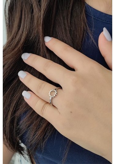 Chavin Çelik Silver Güneş Model Bayan Yüzük Ev35by 001