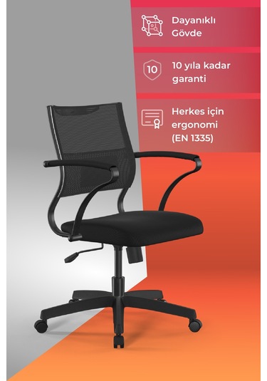 Ergolife Sit Air Ofis Koltuğu Tekerlekli, Yükseklik Ayarlı, Fileli, Siyah, Bilgisayar Sandalyesi -572.60.1.222 Çok Renkli