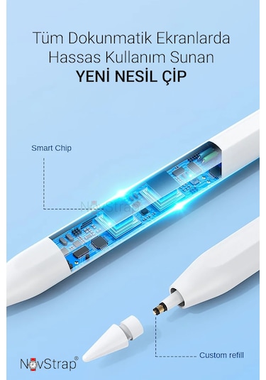 Novstrap Lenovo Tab 10l/nxtpaper/10/10s/7l/7 Lite/tabmax İle Uyumlu Dokunmatik Tablet Kalemi 3.nesil Stylus Pencil