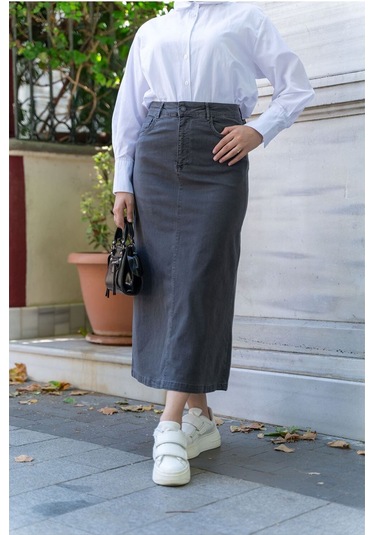 Ara Boy Likralı Gabardin Etek Antrasit