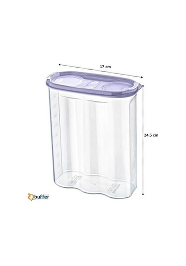 2 Kapaklı Ölçekli Erzak Kuru Gıda Saklama Kutusu Kabı 2,4 Litre-sa940 Şeffaf