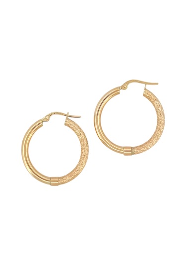 Altın Nesil - 14 Ayar Altın Geçme Kumlu Büyük Boru Halka Küpe Altın - Beyaz Altın