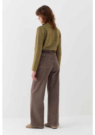 Yüksek Bel Palazzo Pantolon Kahverengi Kahverengi