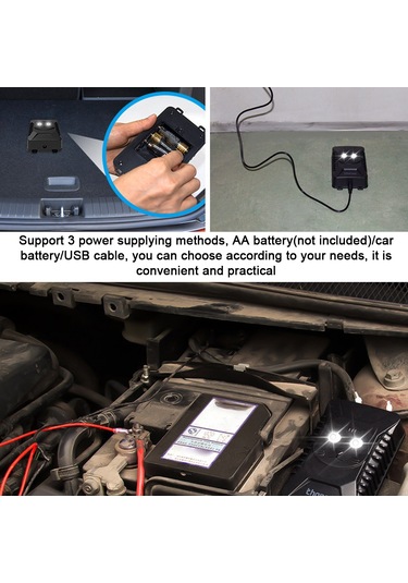 Skycity Araçta Kedi, Fare, Sincap İçin Ultrasonik Uyarıcı - 3 Besleme Seçeneği 12v Araç, Usb, Pil - Siyah Abs Malzeme