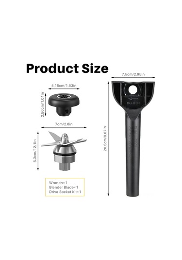 Maiyame Vitamix 5200 Serisi İçin Dayanıklı Paslanmaz Çelik Bıçaklar, Karıştırma Başlığı Ve Anahtar Seti Siyah