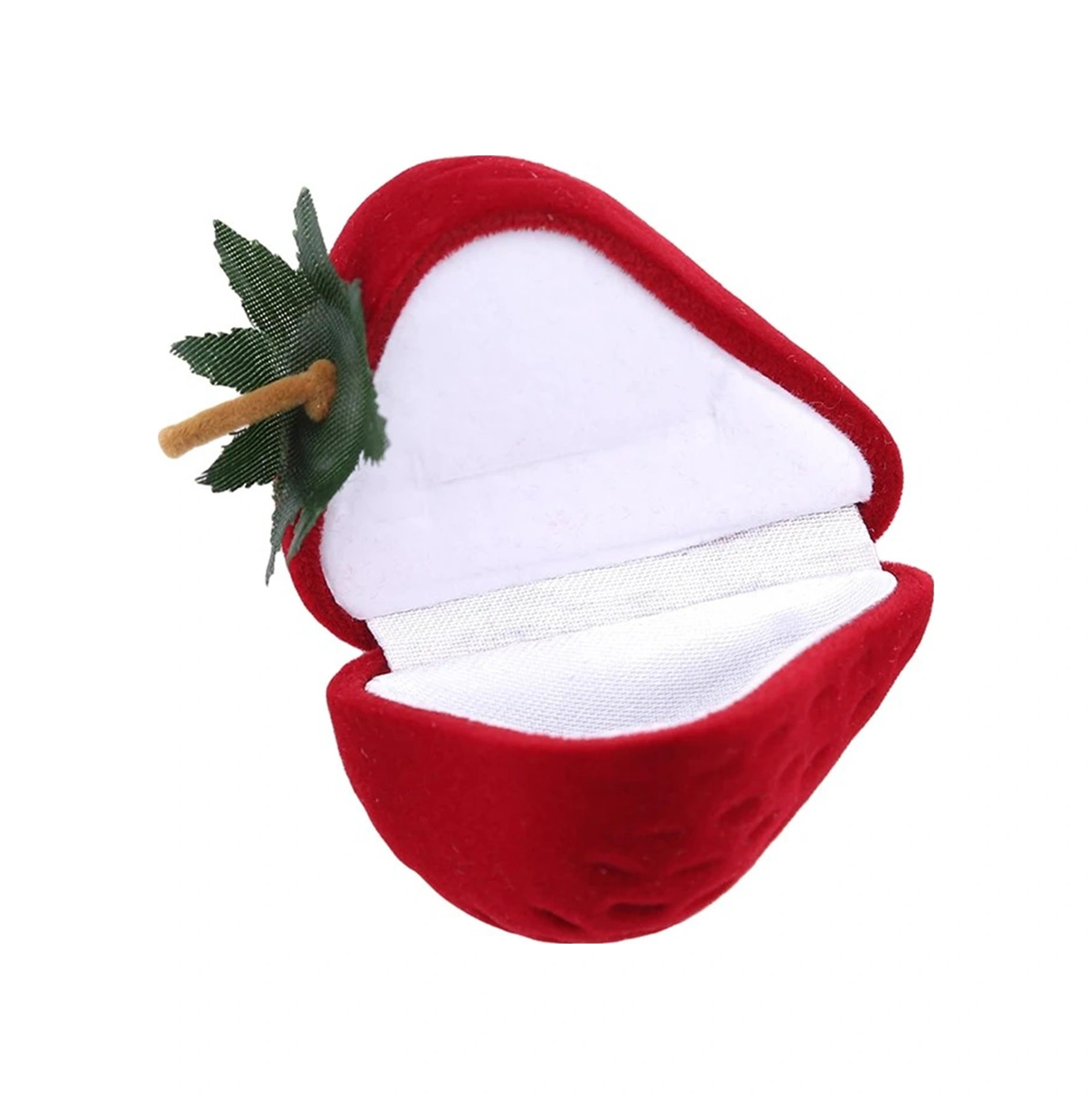 Konesam Kırmızı Çilek Şekilli Gümüşlük Kutusu - Evlilik/valentin Hediyesi - Kolye, Küpe Ve Yüzük Saklama Kutusu - 5x4.5cm Kırmızı