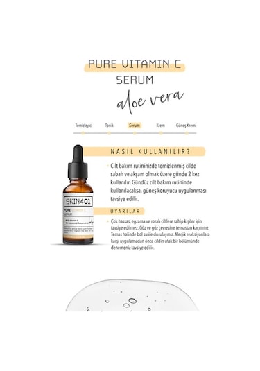 Skin401 Pure Vitamin C Aydınlatıcı ve Renk Tonu Eşitleyici Serum 30 ML