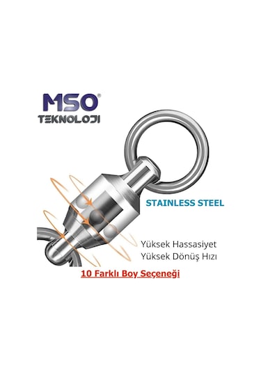 MSO Olta Balıkçılık VIP Kalite Paslanmaz Çelik Bilyalı Fırdöndü