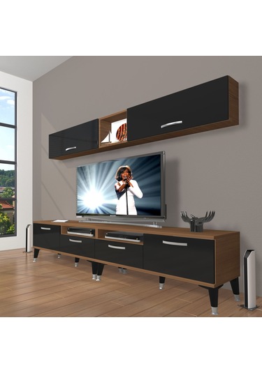 Decoraktiv Eko 5200 Mdf Silver Tv Ünitesi Tv Sehpası Ceviz - Siyah