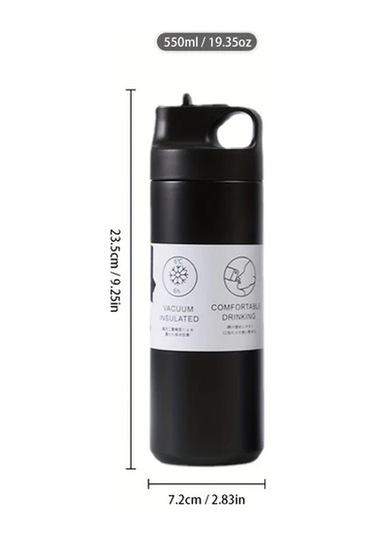 Besthome1 1 Adet Active Tumbler 550ml 19 35oz Paslanmaz Çelik Vakumlu Termos Seyahat Bardağı Pipetli Ve Saplı Siyah