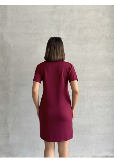 Kadın Polo Yaka Soft Touch Elbise Bordo