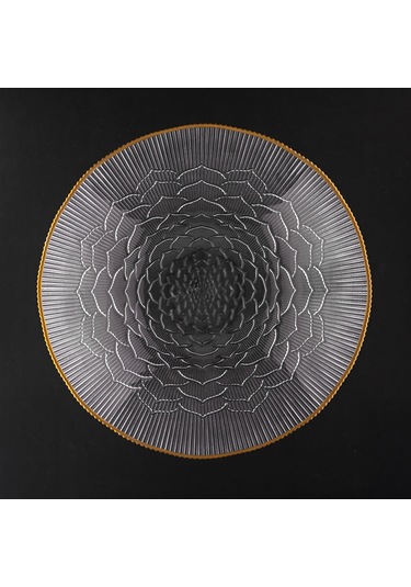 Porsima 31581 Capira Altın Yaldızlı Cam Meyvelik Sunumluk 31 Cm