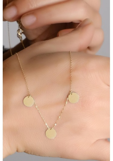 Ena 14 Ayar Üçlü Plaka Kadın Kolye