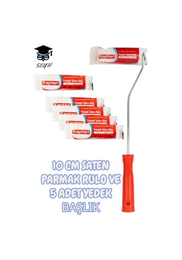 10 Cm Saten Parmak Rulo Ve 5 Adet Yedek Başlık