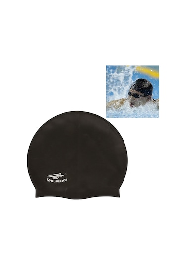 Sones Yetişkin Düz Renk Su Geçirmez Silikon Yüzme Bonesi Siyah