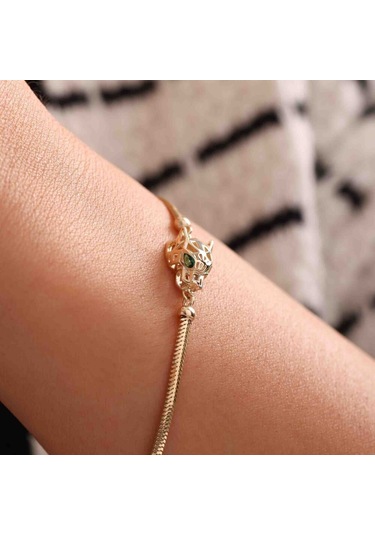 Sembolgold Balık Sırtı Altın Bileklik Kaplan Figürlü 14k Çok Renkli