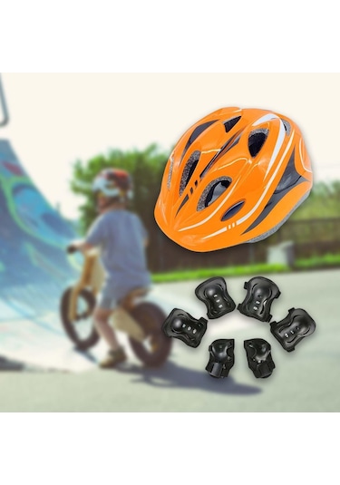 Suntek Çocuklar Koruyucu Dişli Diz Bilek Dirsek Pedleri Turuncu Turuncu